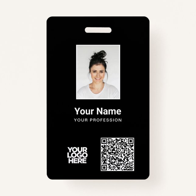 Tarjeta De Identificación Foto del empleado personalizado, código Qr y de ba (Anverso)