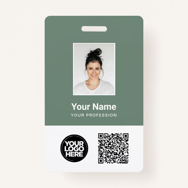 Tarjeta De Identificación Foto del empleado personalizado, código Qr y de ba (Anverso)