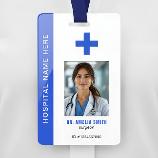 Tarjeta De Identificación Foto del Oficial Médico Nombre Código QR ID
