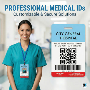 Tarjeta De Identificación Foto del personal del hospital Código QR de enfe