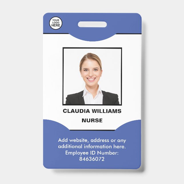 Tarjeta De Identificación Foto del personalizado del empleado, nombre, logot (Parte frontal)