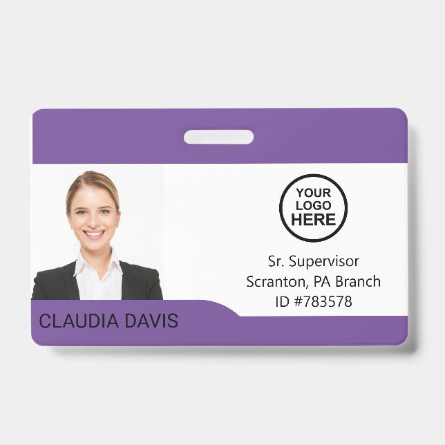 Tarjeta De Identificación Foto del personalizado del empleado, nombre, logot (Parte frontal)