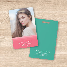 Tarjeta De Identificación Foto en capas rosa y verde