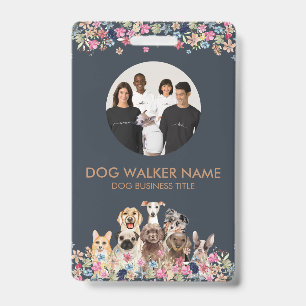 Tarjeta De Identificación Foto floral de perros lindos