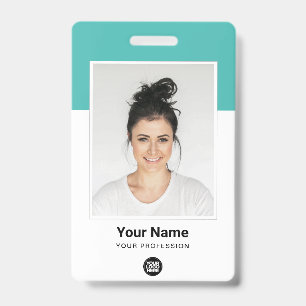 Tarjeta De Identificación Foto Grande Personalizada de Empleado Logo Turques