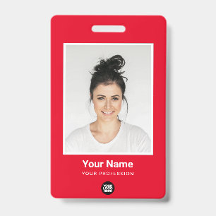 Tarjeta De Identificación Foto grande personalizada del empleado en rojo, có