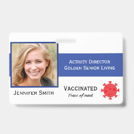 Tarjeta De Identificación Foto ID Clip Covid Vacunado 2 lados ID Badge