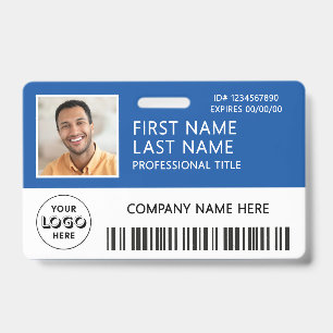 Tarjeta De Identificación Foto ID de código de barras con logotipo corporati