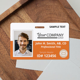 Tarjeta De Identificación Foto ID de Empleado de Entrada con Logo de Orange