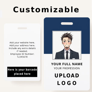 Tarjeta De Identificación Foto ID de empleado Nombre Código de barras Logoti