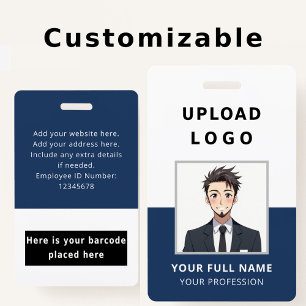 Tarjeta De Identificación Foto ID de empleado Nombre Código de barras Logoti