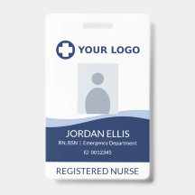 Foto ID de enfermera con logotipo de hospital azul