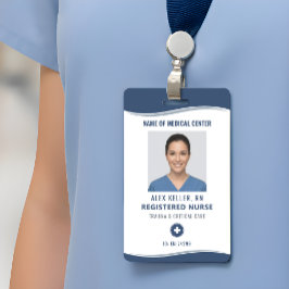 Tarjeta De Identificación Foto ID de enfermera registrada con insignia azul