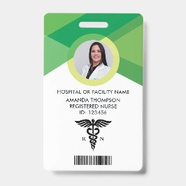 Tarjeta De Identificación Foto ID de enfermera registrada geométrica verde m