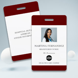 Tarjeta De Identificación Foto ID de enfermera registrada granate