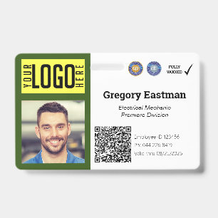 Tarjeta De Identificación Foto ID de trabajador con código QR de vacuna y pl