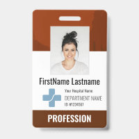Foto ID del médico marrón, enfermera, auxiliar de