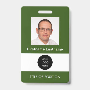 Tarjeta De Identificación Foto ID Insignia de nombre Verde Bosque