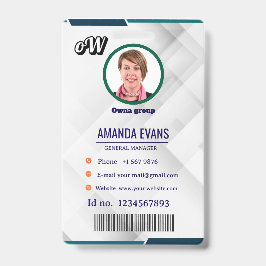 Tarjeta De Identificación Foto Logotipo del empleado o código QR de insignia