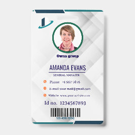 Tarjeta De Identificación Foto Logotipo del empleado o código QR de insignia
