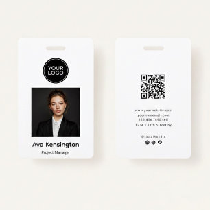 Tarjeta De Identificación Foto moderna con logotipo   Nombre de empleado per