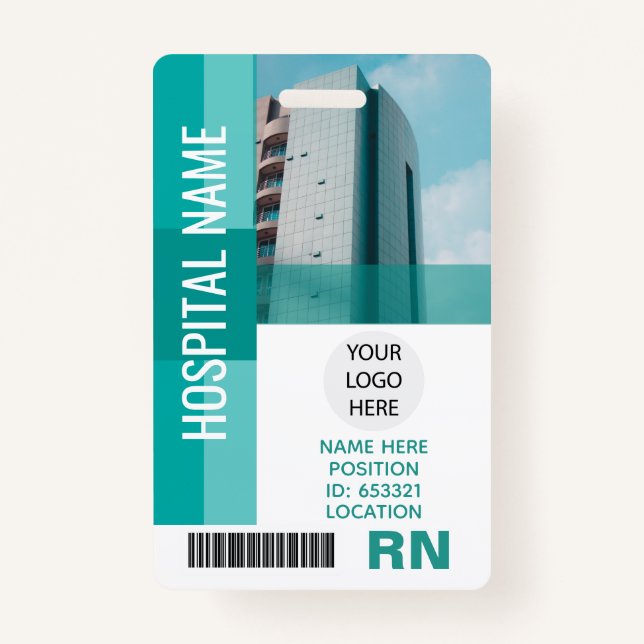 Tarjeta De Identificación Foto moderna de los empleados, código de barras, l (Anverso)