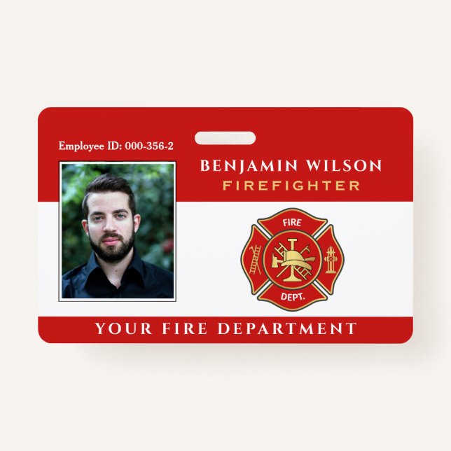 Tarjeta De Identificación Foto moderna ID del bombero (Anverso)