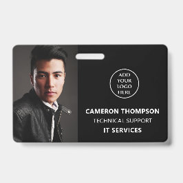 Tarjeta De Identificación Foto moderna Nombre del personal del trabajo Títul