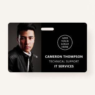 Tarjeta De Identificación Foto moderna Nombre del personal del trabajo Títul