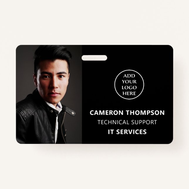 Tarjeta De Identificación Foto moderna Nombre del personal del trabajo Títul (Anverso)