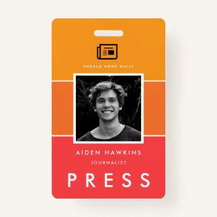 Tarjeta De Identificación Foto moderna y nombre ID de prensa