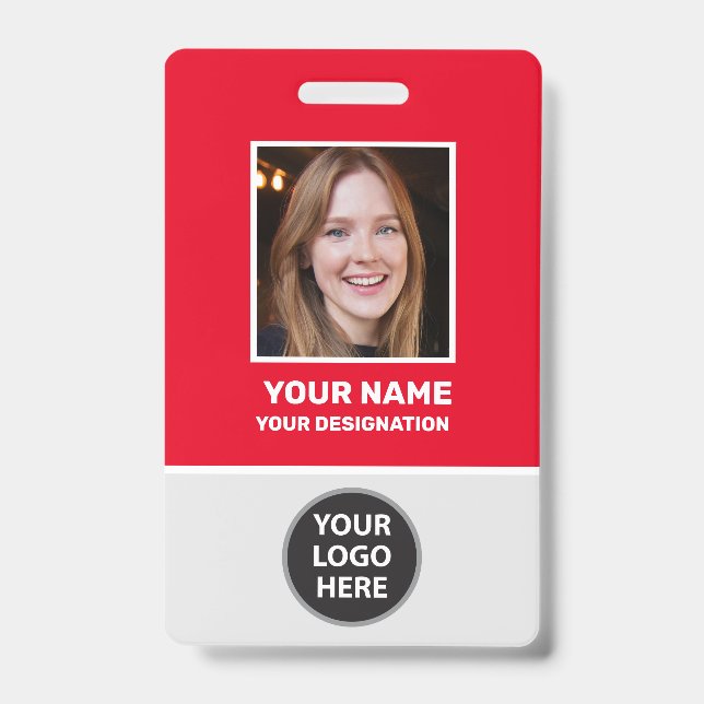 Tarjeta De Identificación Foto personalizada de empleado de oficina, código  (Parte frontal)