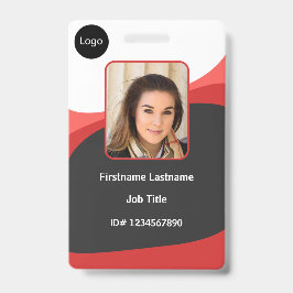 Tarjeta De Identificación Foto personalizada de la empresa roja, logotipo, c