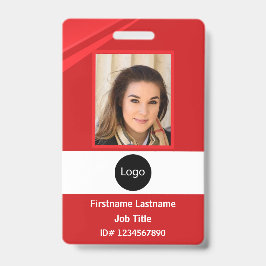 Tarjeta De Identificación Foto personalizada de la empresa roja, logotipo, c