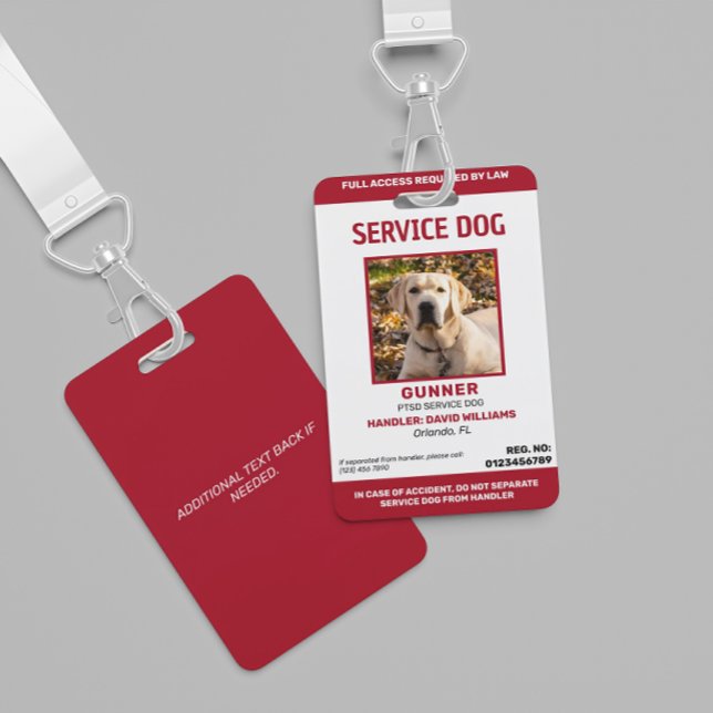 Tarjeta De Identificación Foto personalizada de perro del Servicio Blanco Ro (Subido por el creador)