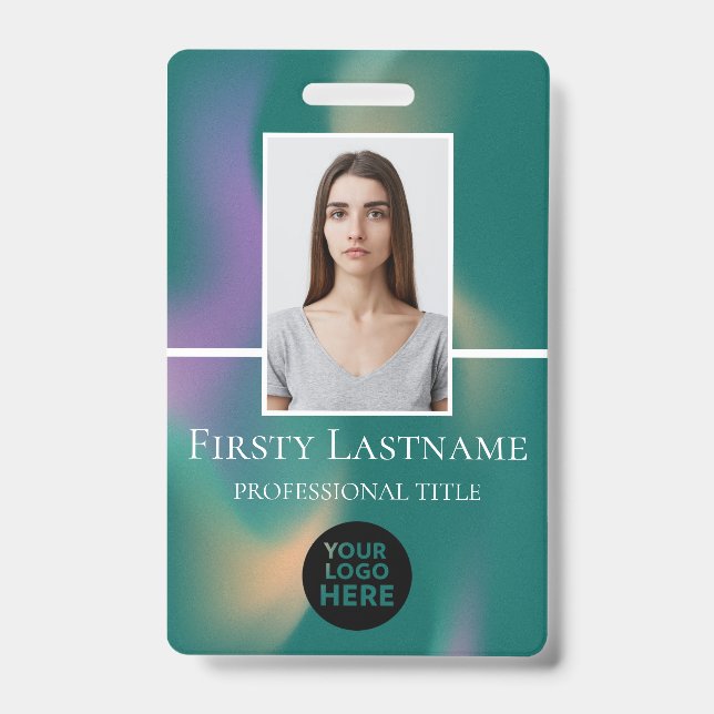 Tarjeta De Identificación Foto personalizada del empleado, código de barras, (Parte frontal)