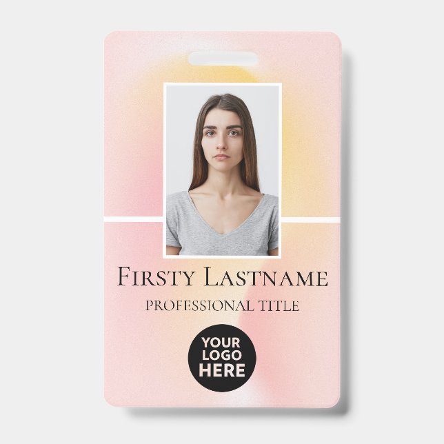 Tarjeta De Identificación Foto personalizada del empleado, código de barras, (Parte frontal)