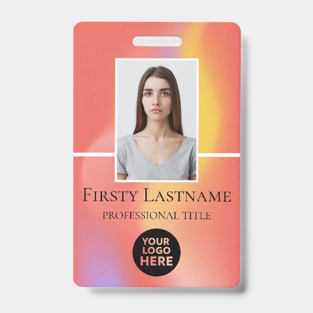 Tarjeta De Identificación Foto personalizada del empleado, código de barras, (Parte frontal)