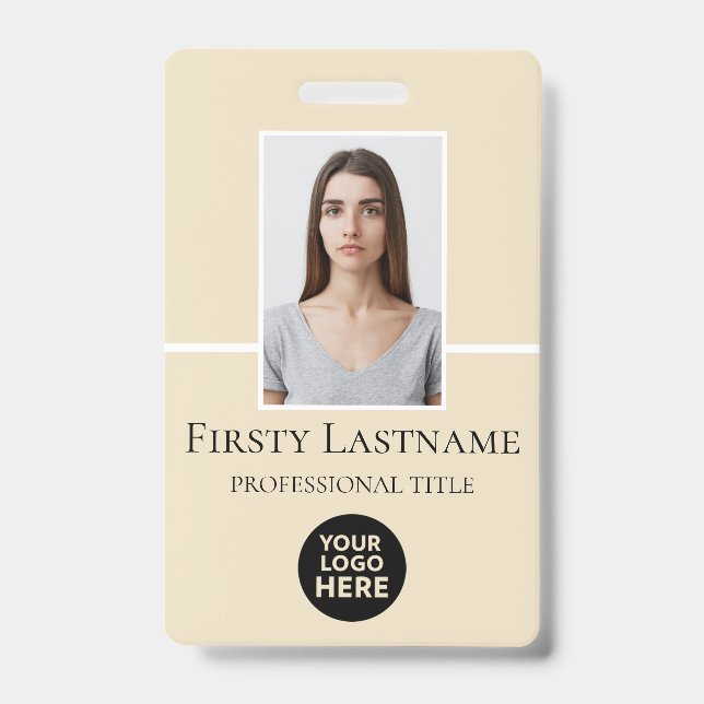 Tarjeta De Identificación Foto personalizada del empleado, código de barras, (Parte frontal)