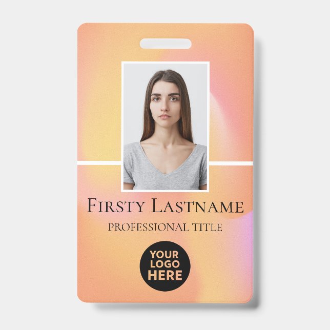 Tarjeta De Identificación Foto personalizada del empleado, código de barras, (Parte frontal)
