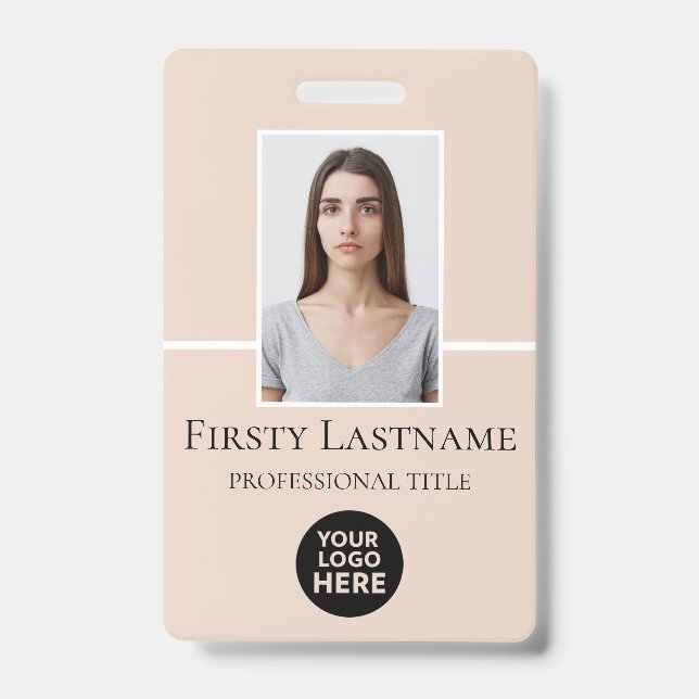 Tarjeta De Identificación Foto personalizada del empleado, código de barras, (Parte frontal)