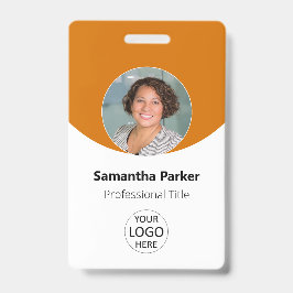 Tarjeta De Identificación Foto personalizada naranja, logotipo, código de ba
