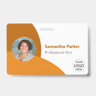 Tarjeta De Identificación Foto personalizada naranja, logotipo, código de ba