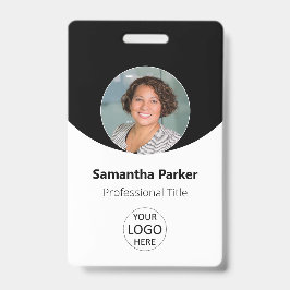 Tarjeta De Identificación Foto personalizada negra, logotipo, código de barr