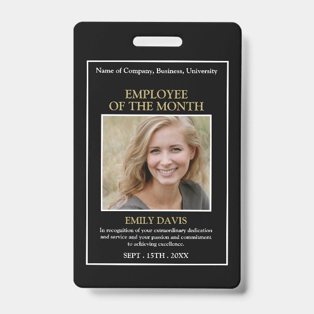 Tarjeta De Identificación Foto Personalizada - Premio al Empleado (Parte frontal)