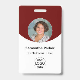 Tarjeta De Identificación Foto personalizada roja, logotipo, código de barra