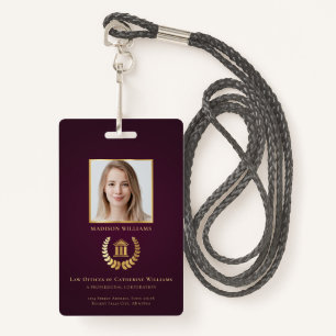 Tarjeta De Identificación Foto profesional legal personalizada