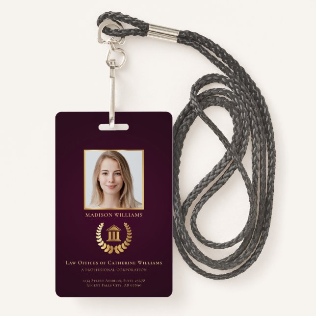 Tarjeta De Identificación Foto profesional legal personalizada (Anverso son cordón)