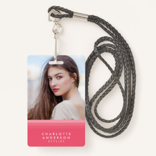 Tarjeta De Identificación Foto rosa y Verde azulada en capas