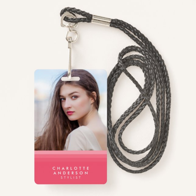 Tarjeta De Identificación Foto rosa y Verde azulada en capas (Anverso son cordón)